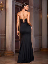 Strapless Backless Split Ruched Cocktail Dress
